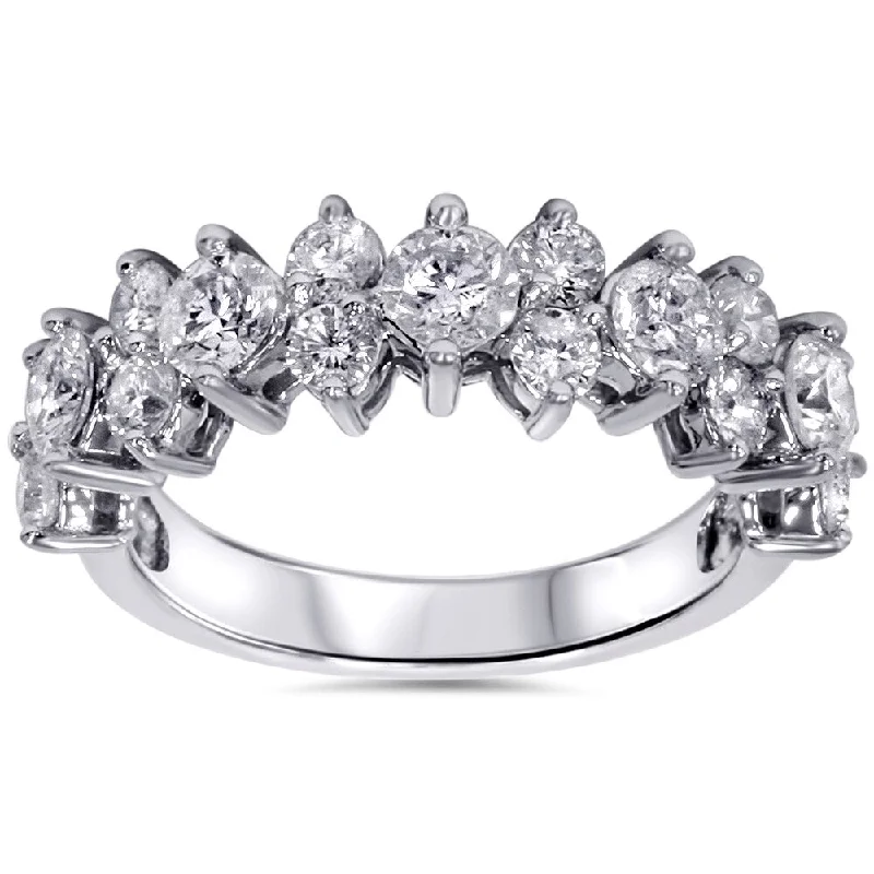 Women’s diamond trio engagement rings-14k White Gold 1.95 ct TDW Diamond Engagement Wedding Ring