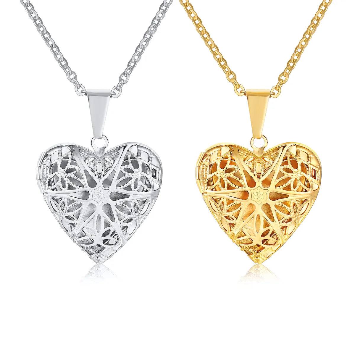 Women’s charm necklaces-Simple Style Star Heart Shape Stainless Steel Plating Hollow Out Gold Plated Pendant Necklace Locket Necklace