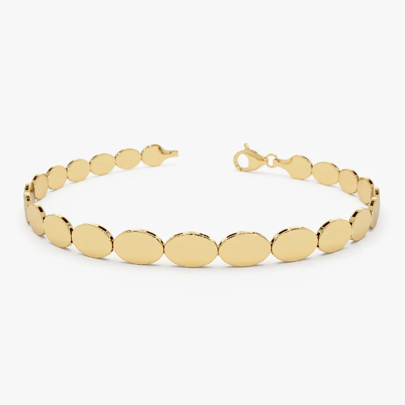 Women’s trendy bangles-Women’s trendy bangles-14k Gold Oval Link Stacking Bracelet