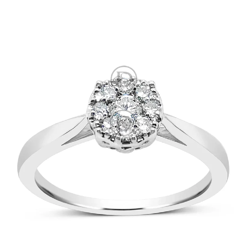 Women’s bespoke engagement rings-Diamond Halo Engagement Ring.25 CTW Round Cut 14K White Gold