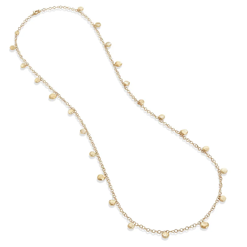 Women’s romantic necklaces-Marco Bicego Jaipur 18K Yellow Gold Engraved and Polished Charm Long Necklace CB2648 Y LI