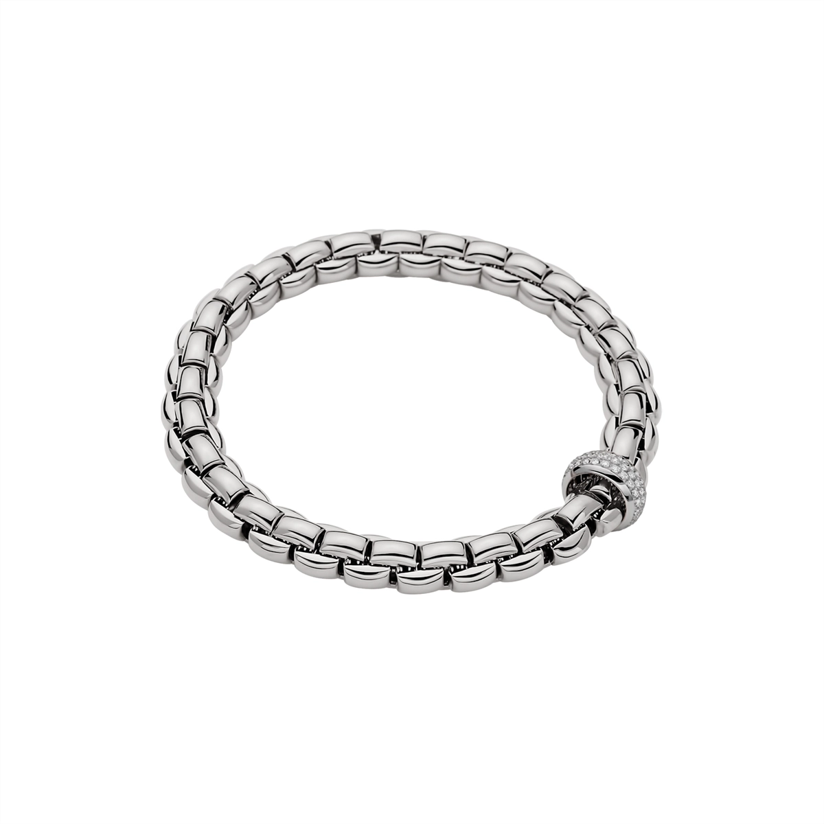 Women’s unique bangles-Fope 18K White Gold Eka Collection Diamond Bracelet, Large Size