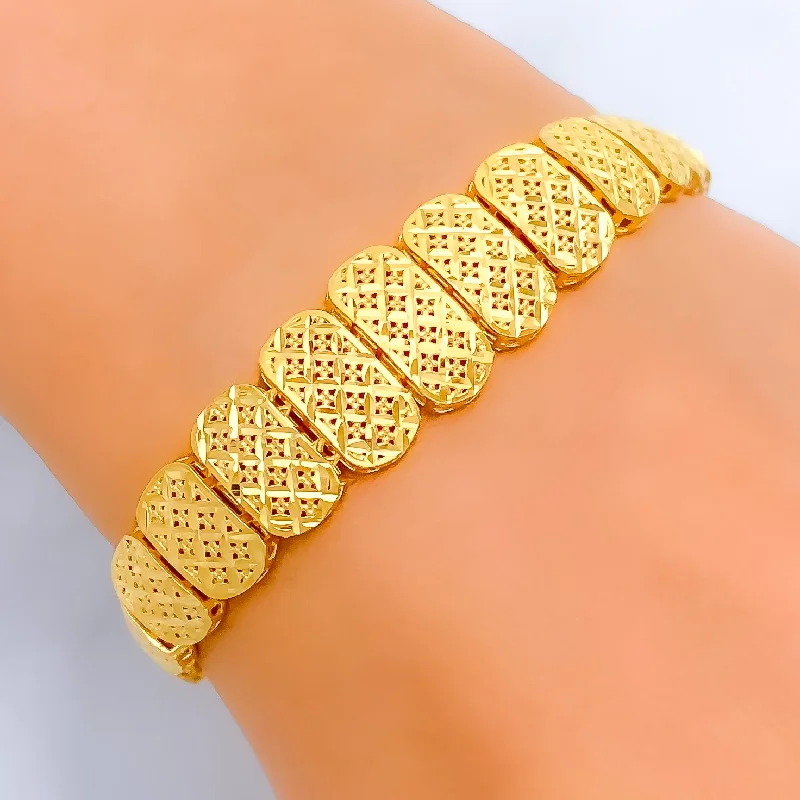 Women’s colorful charm bracelets-Women’s colorful charm bracelets-Opulent 22k Gold Mesh Bracelet