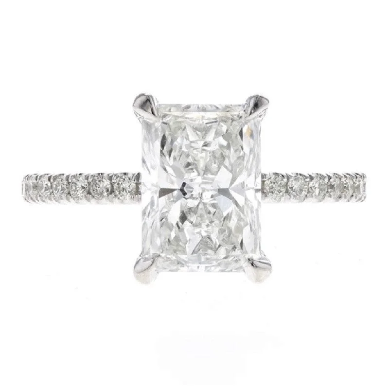 Women’s vintage-style engagement rings-Beauvince GIA Certified 1.60 Carat Radiant HVS1 Engagement Ring in White Gold