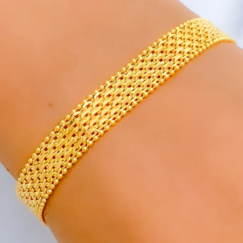 Women’s trendy bracelets-Women’s trendy bracelets-Bold Iconic 22k Gold Flat Chain Bracelet