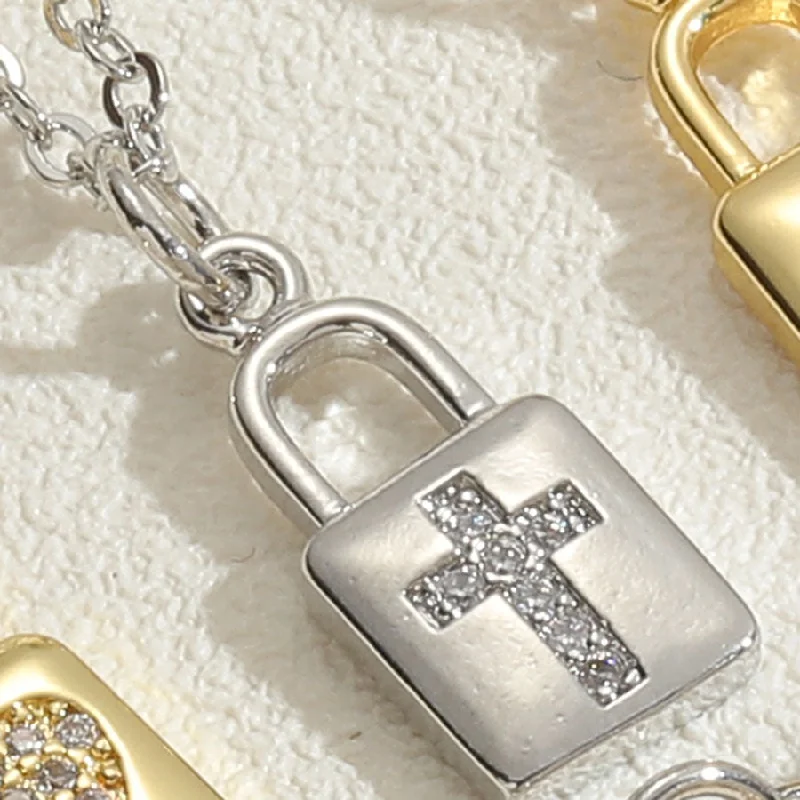 Cross Lock Necklace Real Platinum