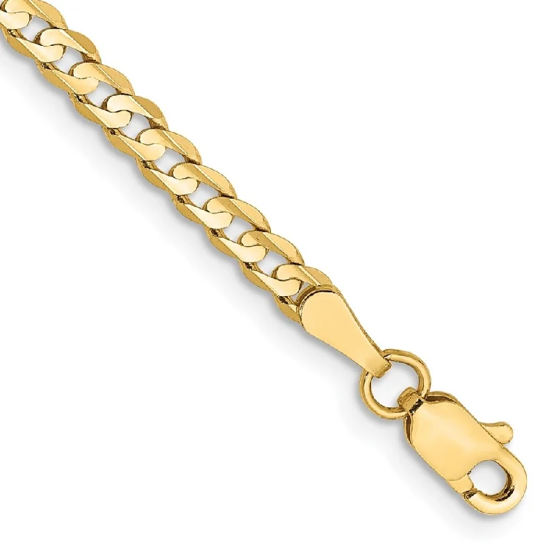 Women’s luxury gold bracelets-14k Yellow Gold 3mm Open Concave Curb Chain Bracelet, 7"