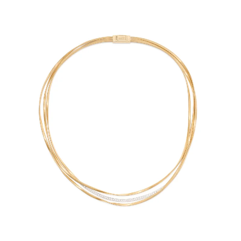 Women’s unique necklaces-Marco Bicego Marrakech Three-Strand Coil Necklace With Diamond Bar