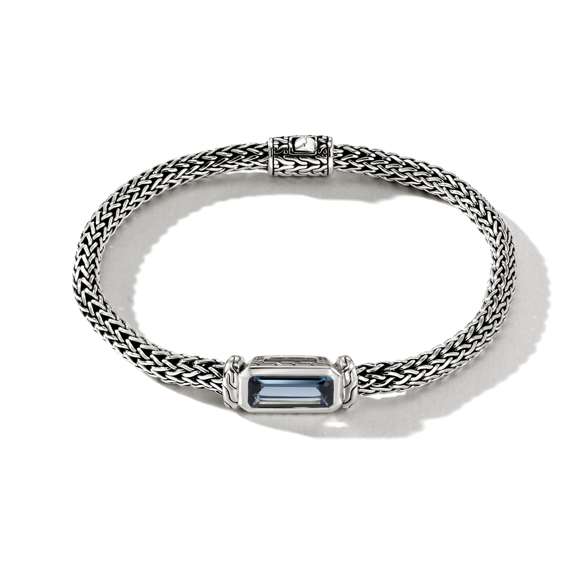 Women’s vintage bracelets-John Hardy Classic Chain Sterling Silver 5mm Extra-Small Chain Bracelet with Treated London Blue Topaz