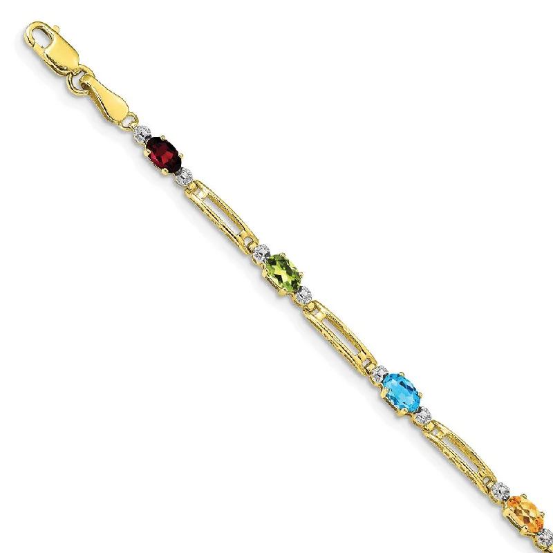 Women’s delicate bracelets-10k Fancy Diamond and Gemstone Rainbow Bracelet-WBC-BM4492-RB-001-1YA