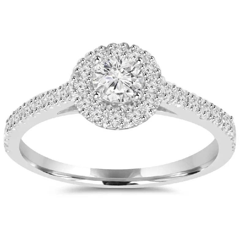 Women’s wedding and engagement ring sets-3/4ct Lab Grown Hao Diamond Engagement Ring Eco-Friendly 14K White Gold