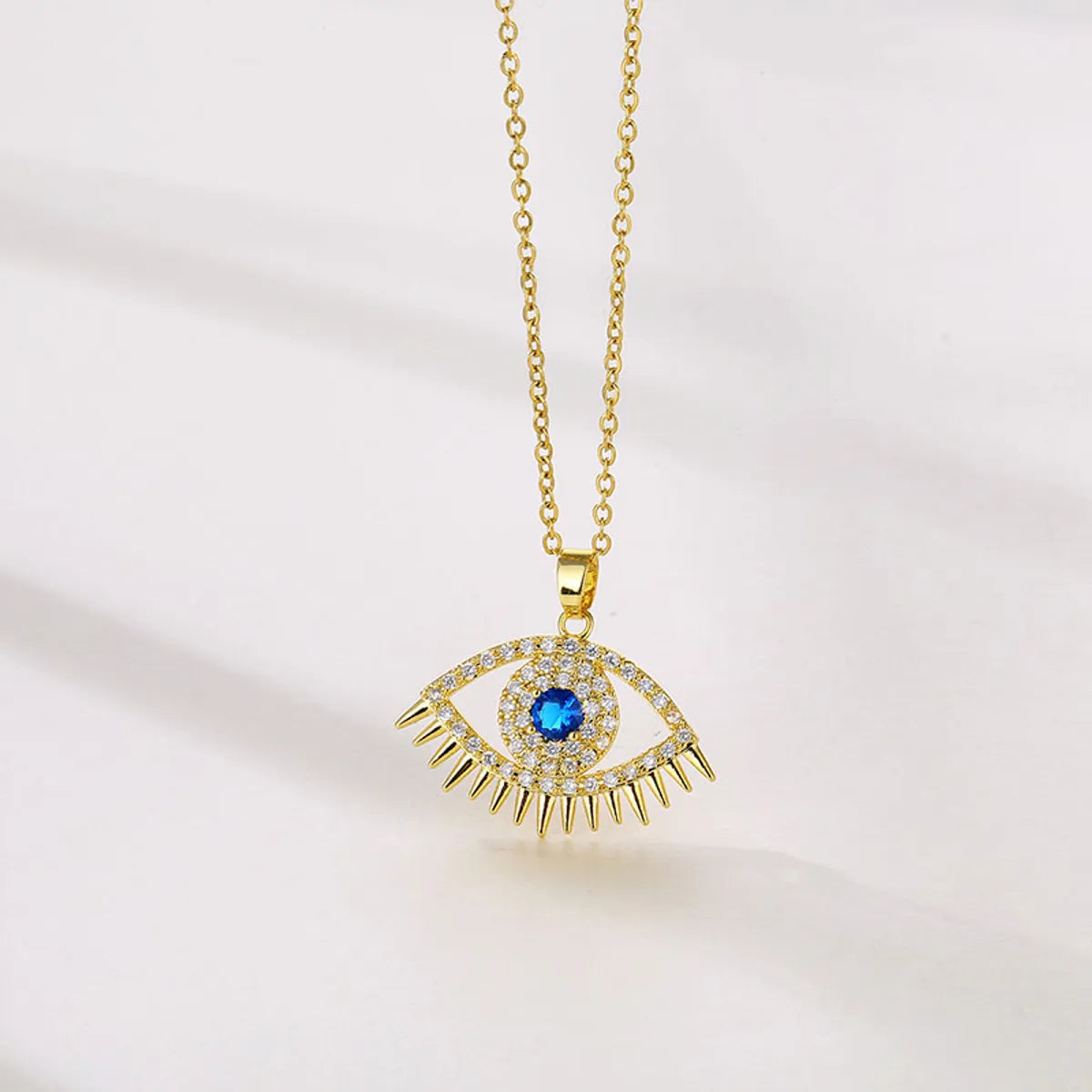 Women’s floral pendant necklaces-Elegant Eye Stainless Steel Plating Inlay Zircon 18k Gold Plated Gold Plated Pendant Necklace