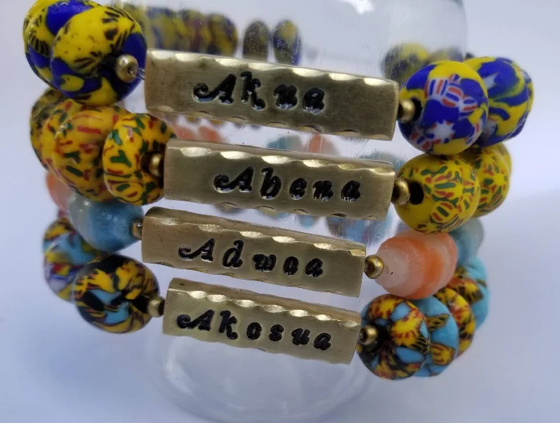 Women’s casual bracelets-Women Bracelet, Akan Name Jewelry, Brass Bracelet