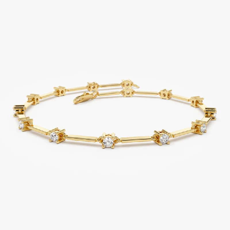 Women’s luxury gold bracelets-Women’s luxury gold bracelets-14k Bar and Diamond Infinity Bracelet 0.85 ctw