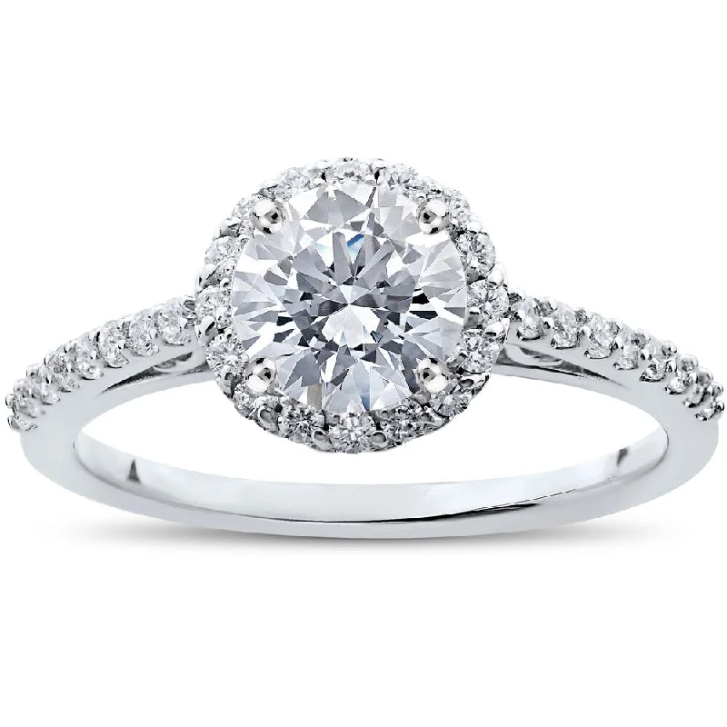 Women’s princess-cut diamond engagement rings-14k White Gold 1 1/16 ct TDW Halo Eco-Friendly Lab Grown Diamond Engagement Ring