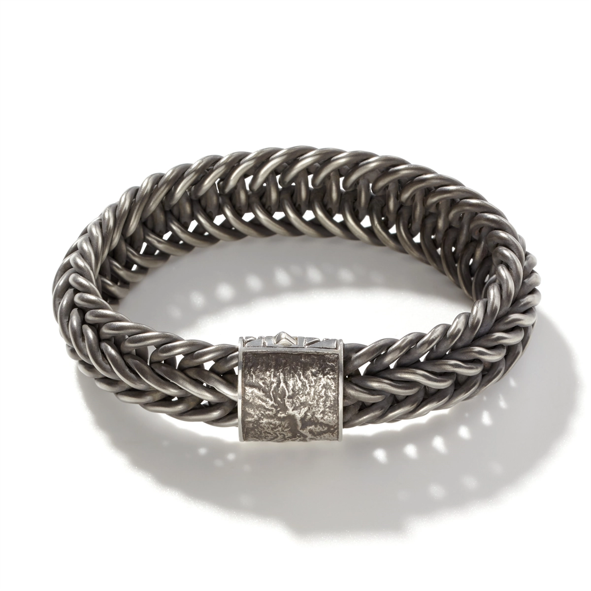 Women’s chic bangles-John Hardy Classic Chain Silver 15mm Kami Chain Bracelet with Reticulated Pusher Clasp