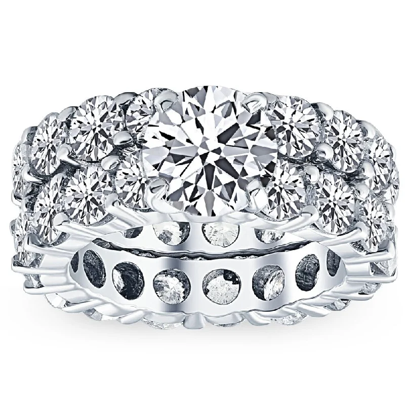 Women’s simple engagement rings-9 1/2ct Diamond Eternity Engagement Ring Wedding Set 14k White Gold