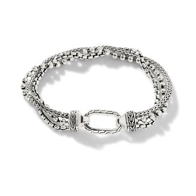 Women’s multicolored bracelets-John Hardy Classic Chain Sterling Silver Amulet Connector Triple Row Bracelet