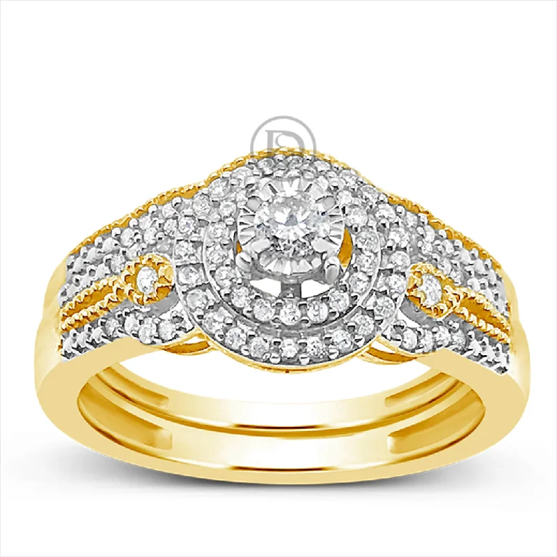 Women’s engraved solitaire engagement rings-Diamond Engagement Ring .33 CTW Round Cut 10K Yellow Gold