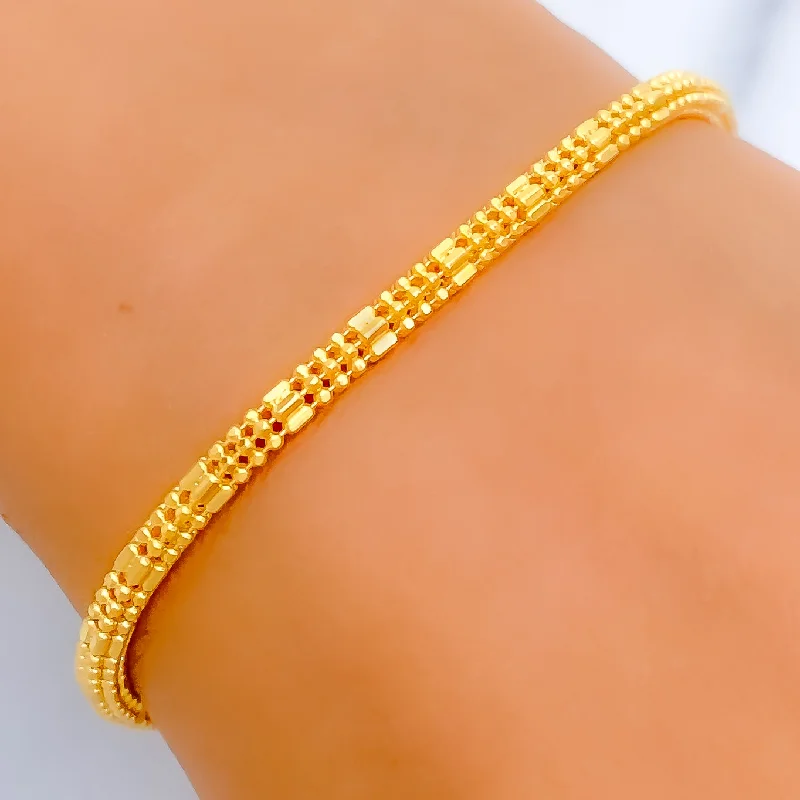 Women’s cuff bracelets-Women’s cuff bracelets-Alternating 22k Gold Square Chain Bracelet