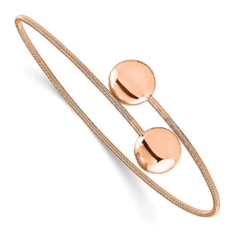 Women’s boho bangles-925 Sterling Silver Rose-Gold-plated Polished Wire Flexible Bangle Bracelet