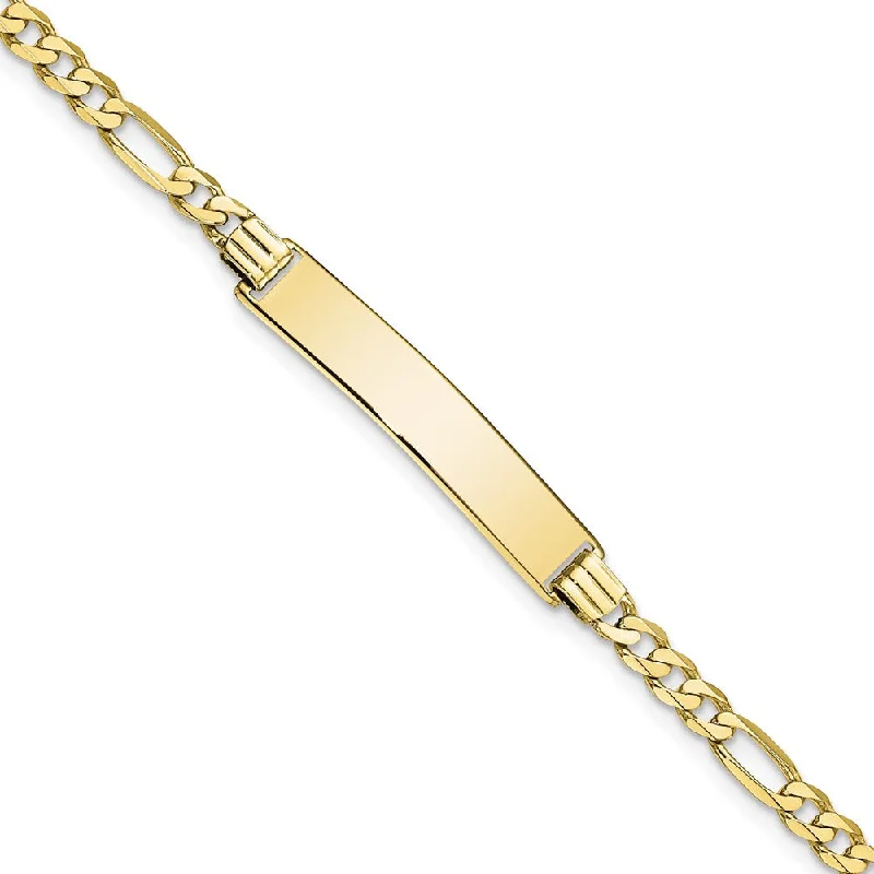 Women’s luxury gold bracelets-10k Figaro Link ID Bracelet-WBC-10LID75-7