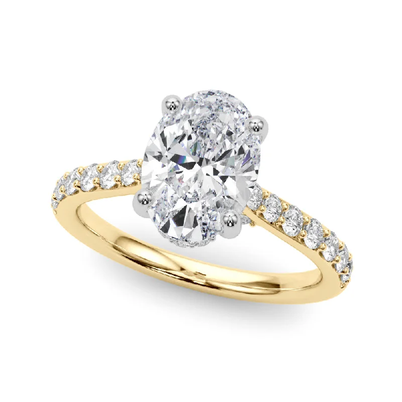 Women’s milgrain engagement rings-2ct Oval Hidden Halo Lab-Grown Diamond Engagement Ring