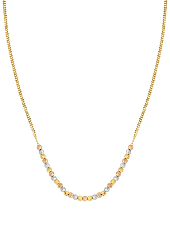 Women’s birthstone necklaces-TOMEI Lusso Italia Fluorescence Beads Necklace, Yellow Gold 916