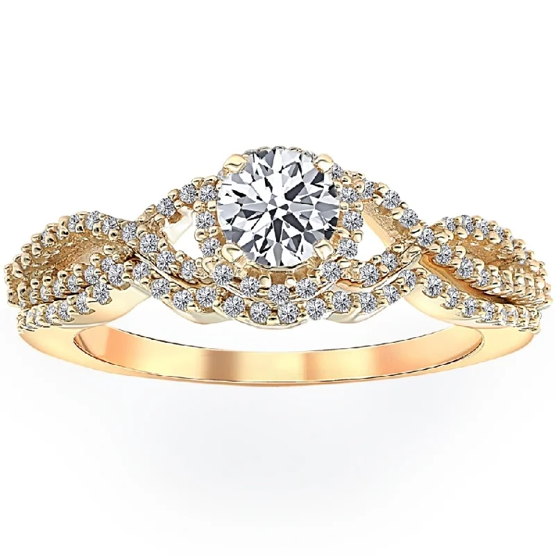 Women’s platinum engagement rings-3/4 Ct Diamond Engagement Infinity Wedding Ring Set 14k Yellow Gold