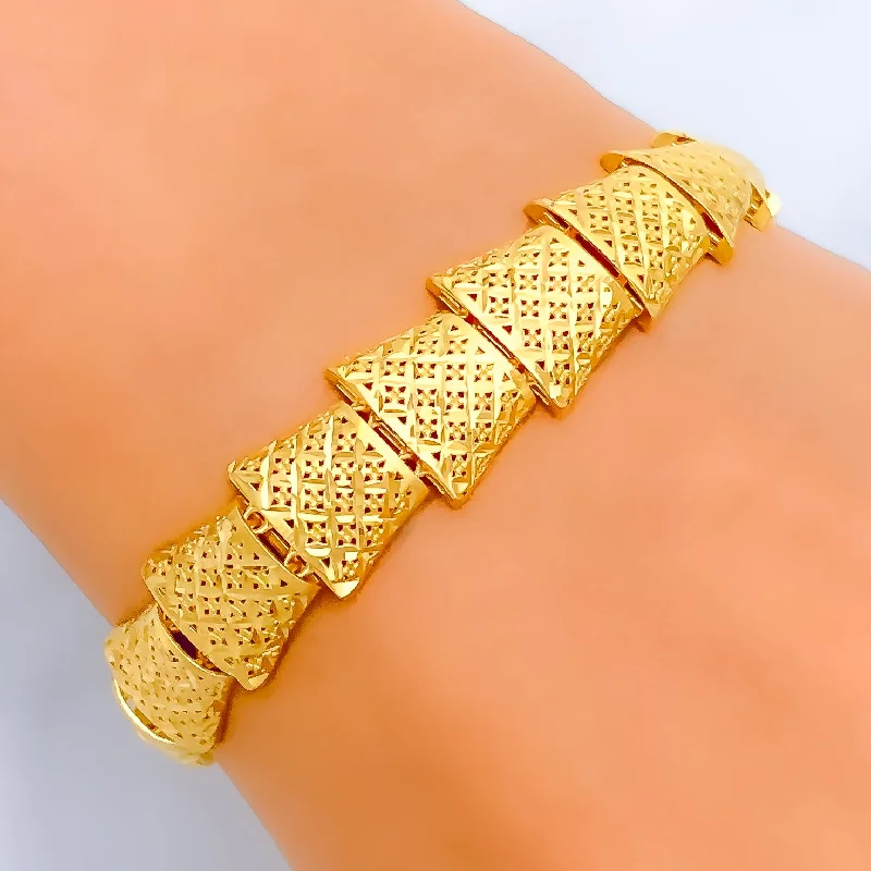 Women’s classic bangles-Women’s classic bangles-Geometric Unique 22k Gold Bracelet