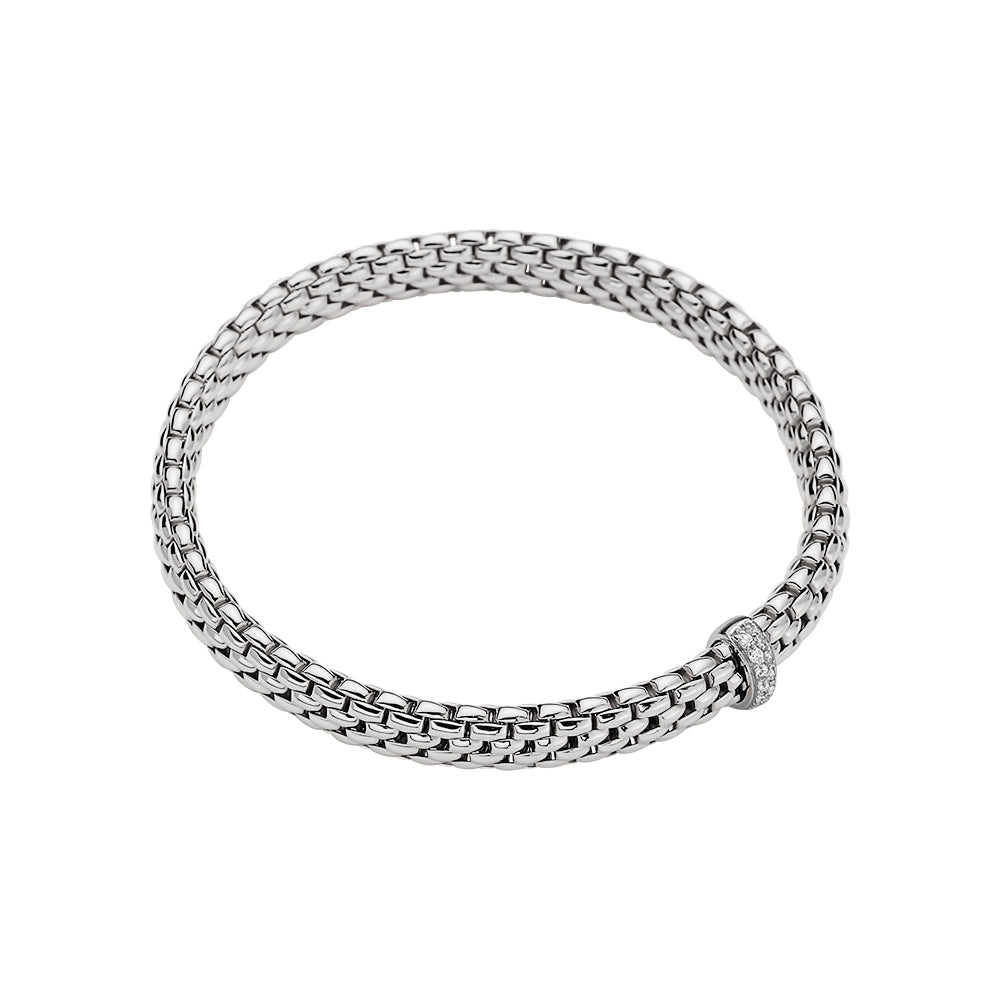 Women’s flexible bracelets-Fope 18K White Gold Vendome Collection Diamond Bracelet, Small Size