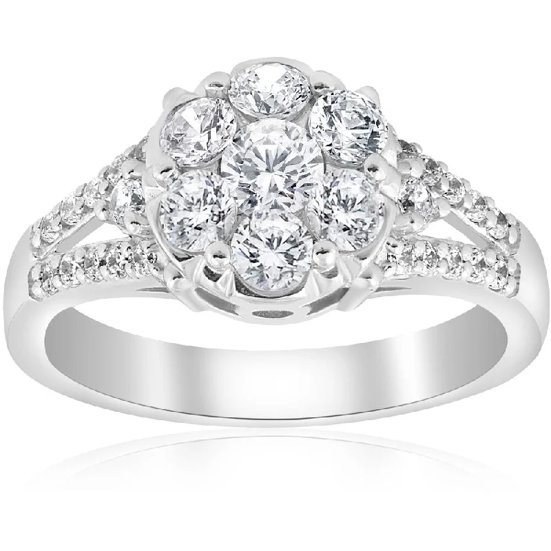 Women’s vintage diamond engagement rings-10K White Gold 1 ct TDW Diamond Engagement Ring