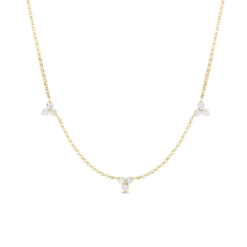 Women’s bridal pendant necklaces-Roberto Coin Diamonds By The Inch 3 Station Flower Necklace