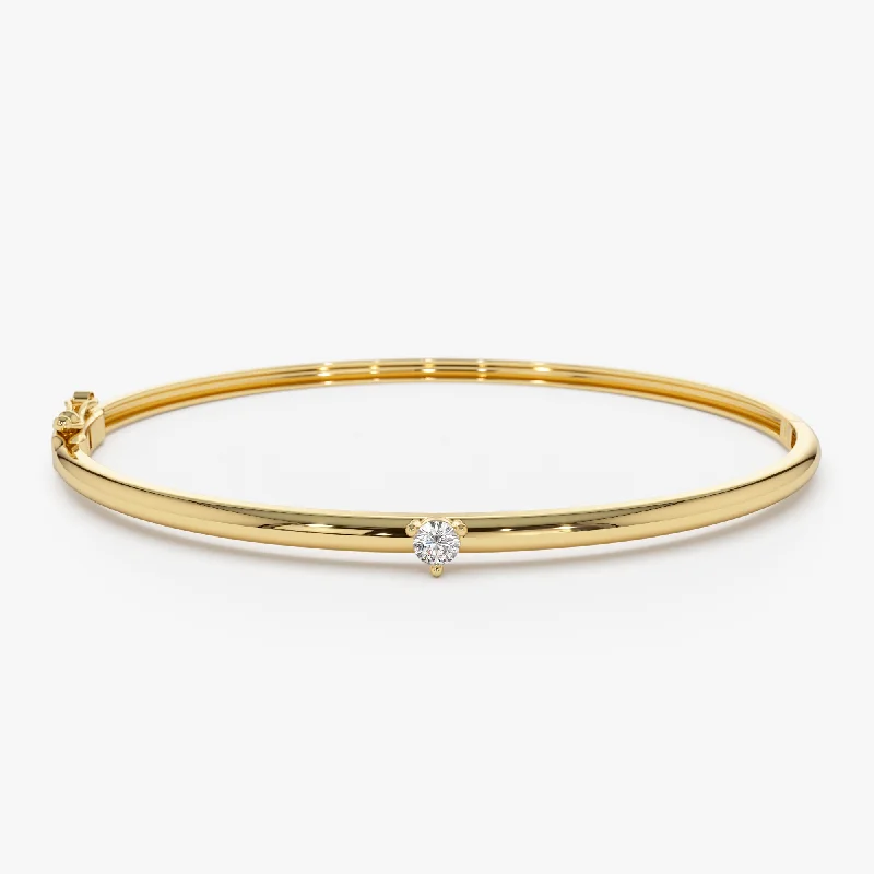 Women’s gold bangle bracelets-Women’s gold bangle bracelets-14k Solitaire Diamond Bangle Bracelet 0.10 - 0.30 ctw