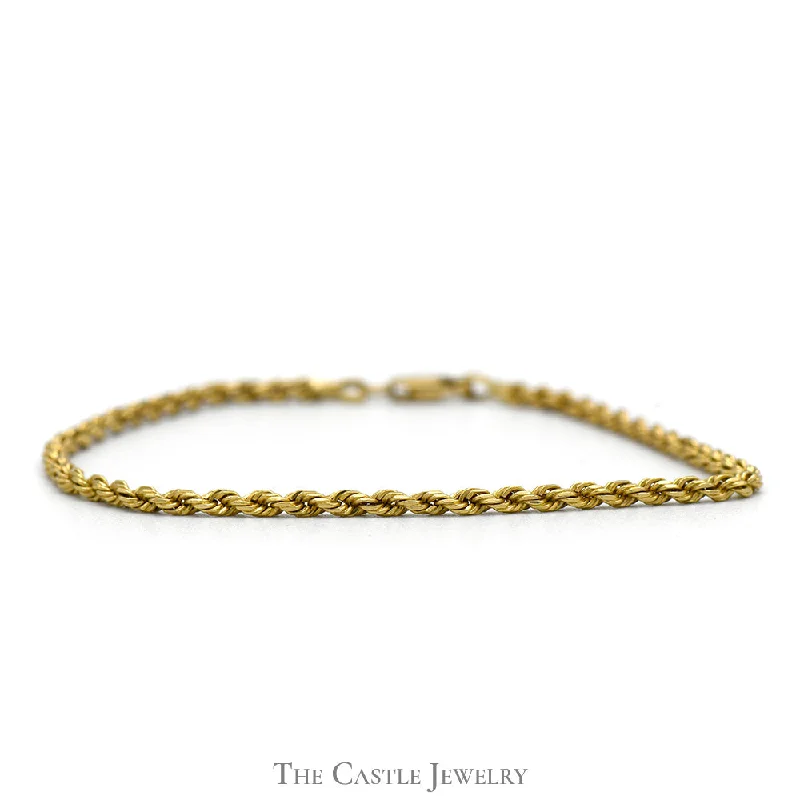 Women’s minimalist bangles-Women’s minimalist bangles-14k Yellow Gold 7 Inch Rope Chain Bracelet