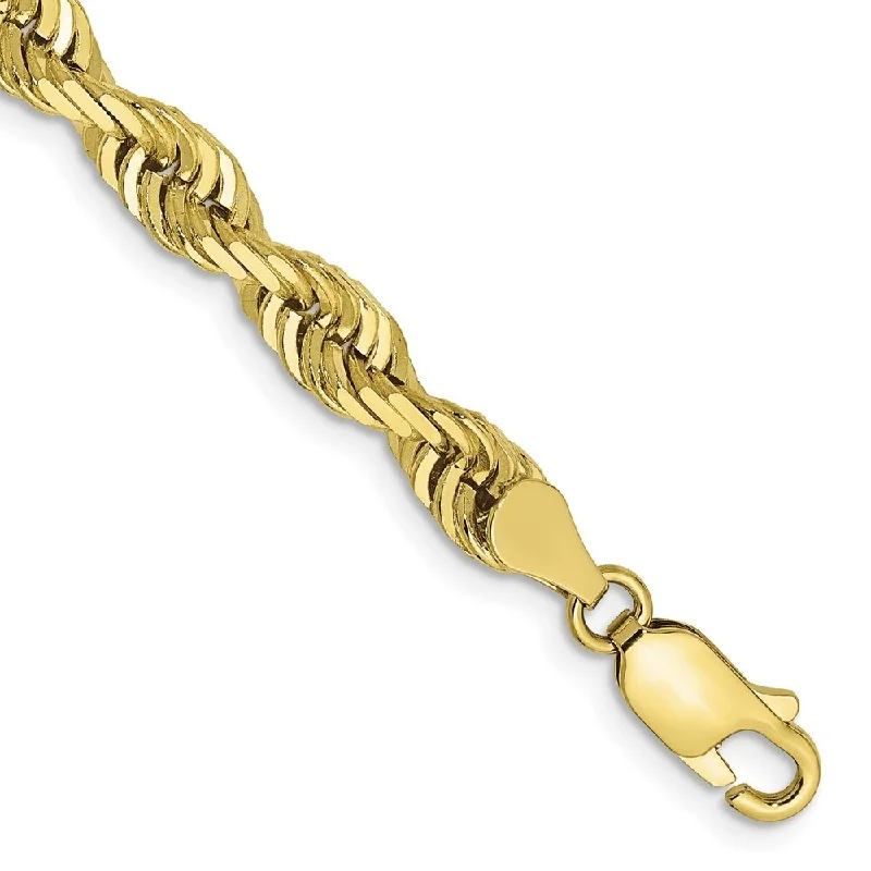 Women’s engraved gold bracelets-10k Yellow Gold 5mm Diamond-Cut Quadruple Rope Chain Bracelet, 8"