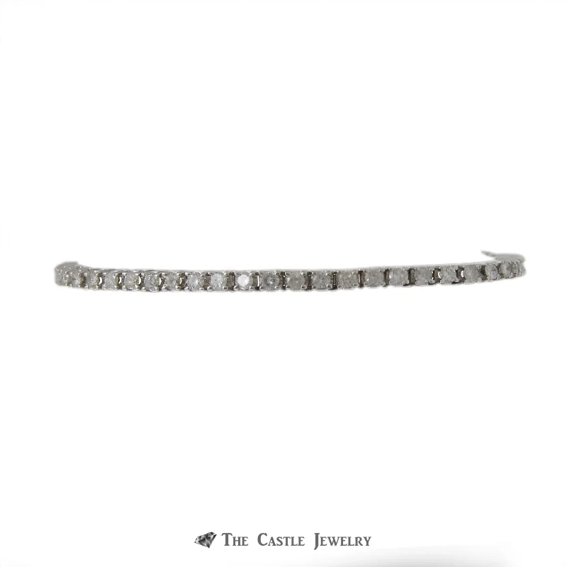 Women’s enamel bracelets-Women’s enamel bracelets-Prong Set 3cttw Diamond Tennis Bracelet in 14K White Gold