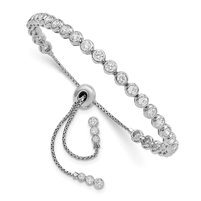 Women’s heart-shaped bangles-925 Sterling Silver Cubic Zirconia Adjustable Bracelet