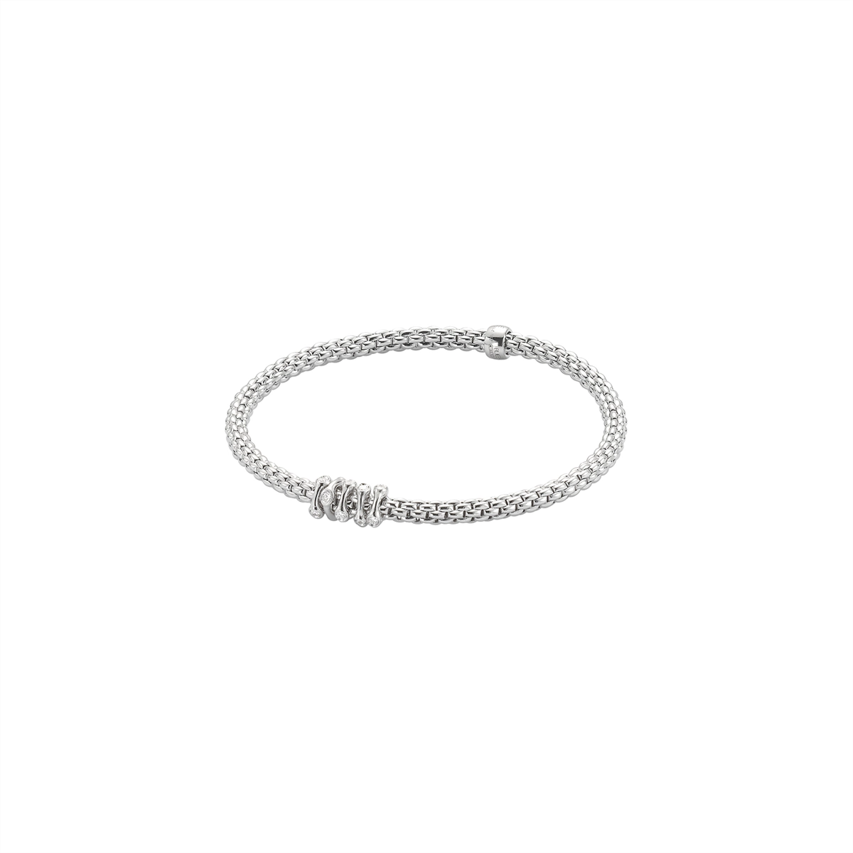 Women’s minimalist bangles-Fope 18K White Gold Prima Collection Bracelet with Diamonds, Medium Size