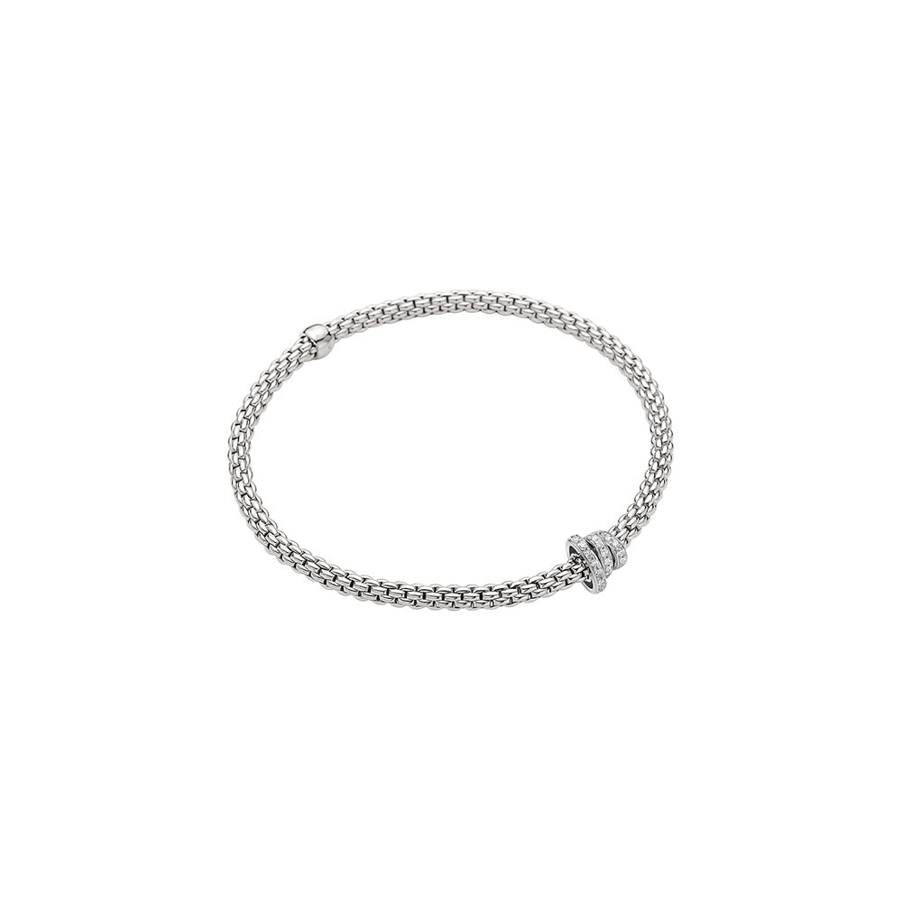 Women’s elegant bangles-FOPE 18K White Gold Prima Collection Diamond Bracelet, Medium Size