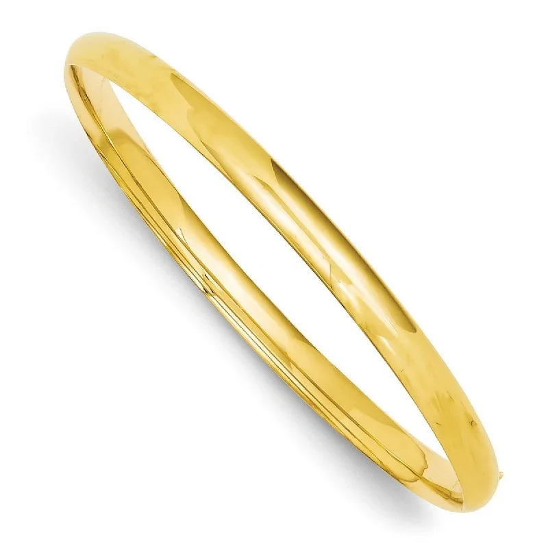 Women’s stackable bracelets-Women’s stackable bracelets-Curata 14k Yellow Gold Hollow Safety bar 5mm High Polished Hinged Bangle Bracelet