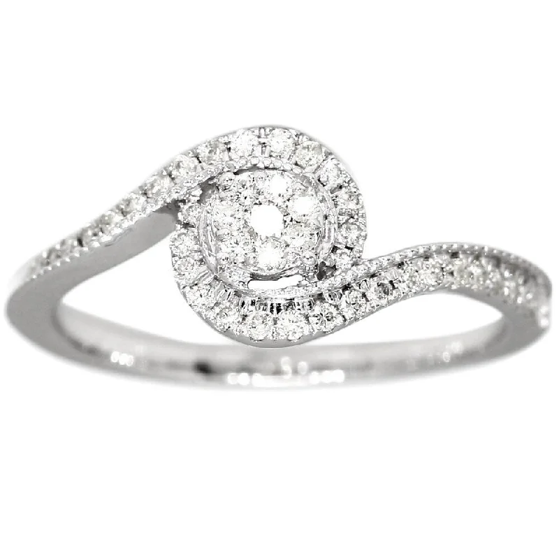 Women’s custom-designed engagement rings-Pompeii3 10k White Gold 1/3Ct. TDW Diamond Engagement Halo Ring