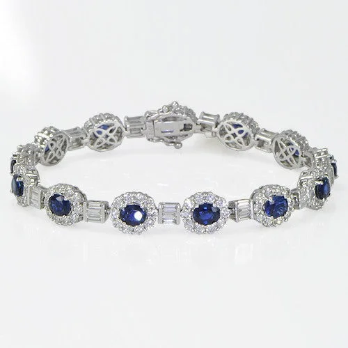 Women’s tennis bracelets-"BRAC01175" Sapphire Diamond Tennis Bracelet