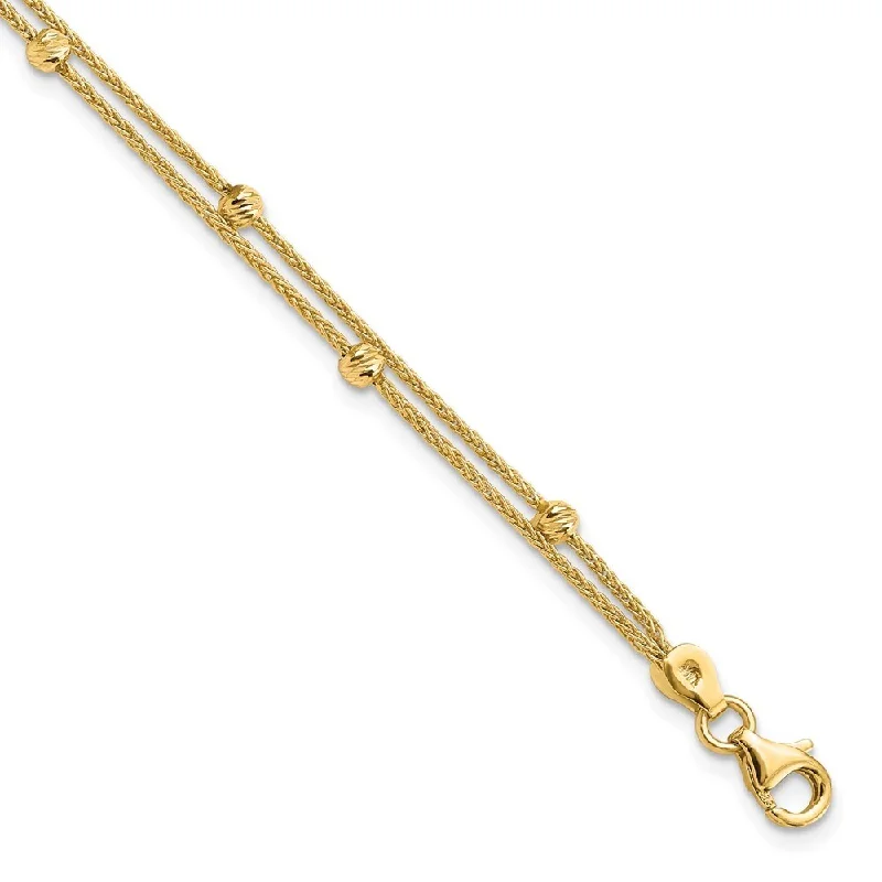 Women’s chunky gold bracelets-14k Yellow Gold 2.5mm Gold Polished 2 Strand Bracelet, 7.5"