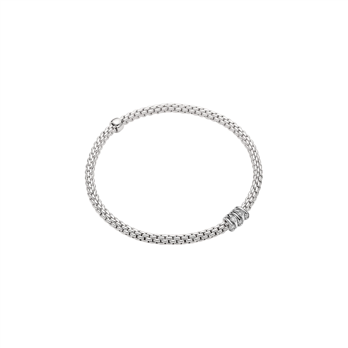 Women’s luxury tennis bracelets-Fope 18K White Gold Prima Collection Bracelet with Diamond Rondel, Small Size