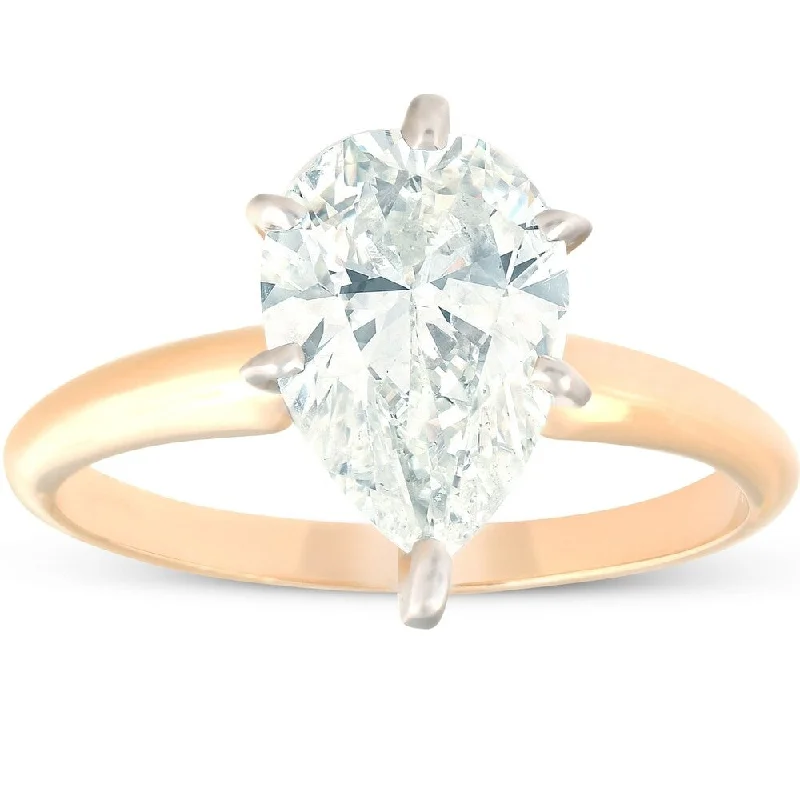 Women’s three-stone engagement rings-Pompeii3 14k Yellow Gold 2.30 ct Pear Shape Diamond Solitaire Engagement Ring Clarity Enhanced (I/SI1-SI2)