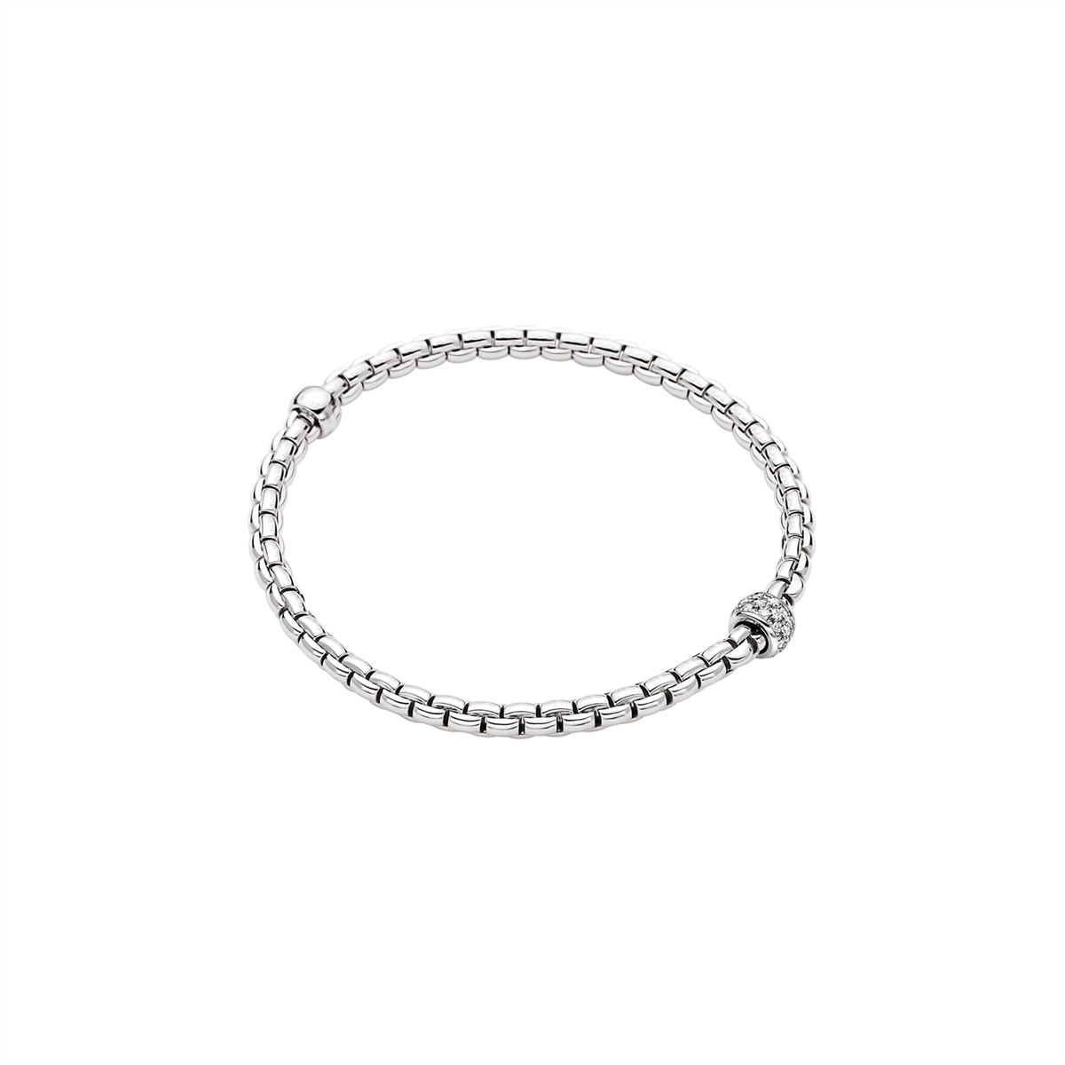 Women’s matching bangles-FOPE 18K White Gold Eka Tiny Collection Diamond Bracelet, Large Size