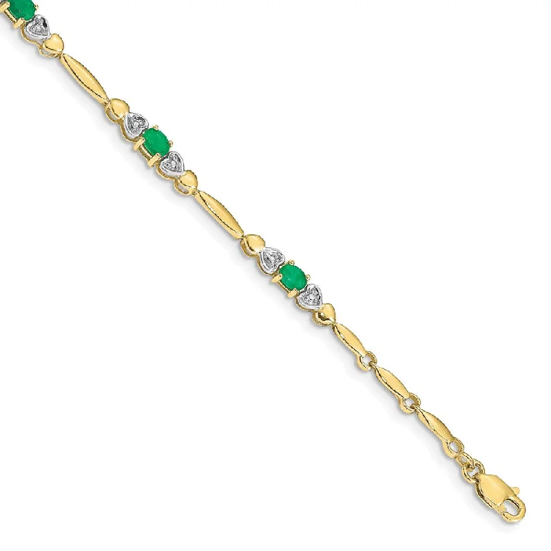 Women’s silver tennis bracelets-10k Diamond and Emerald Bracelet-WBC-BM4479-EM-001-1YA