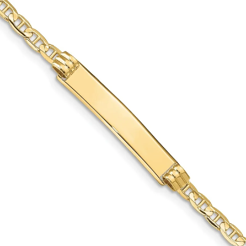 Women’s chunky bracelets-10k Yellow Gold Anchor Link ID Bracelet, 7" (W-2.65mm)