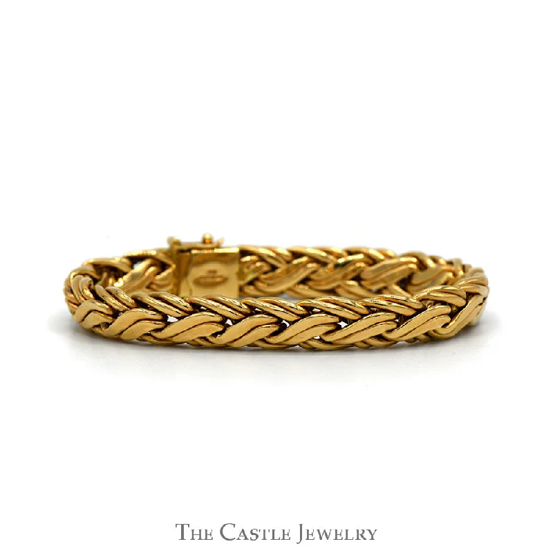 Women’s chunky bracelets-Women’s chunky bracelets-Tiffany & Co Designer 7 1/4 Inch Woven Byzantine Bracelet in 14k Yellow Gold